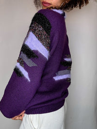 Pull avec détails violet L vintage