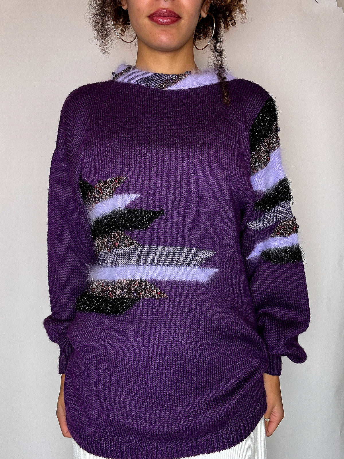 Pull avec détails violet L vintage