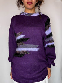 Pull avec détails violet L vintage