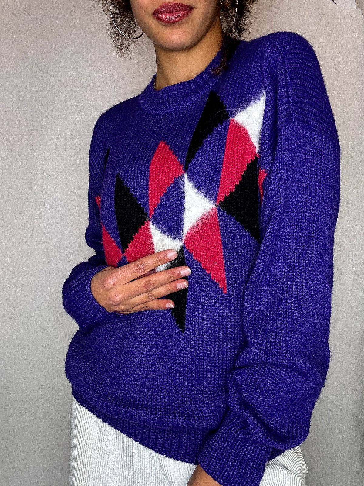 Pull avec détails violet M/L vintage