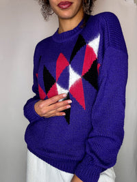 Pull avec détails violet M/L vintage