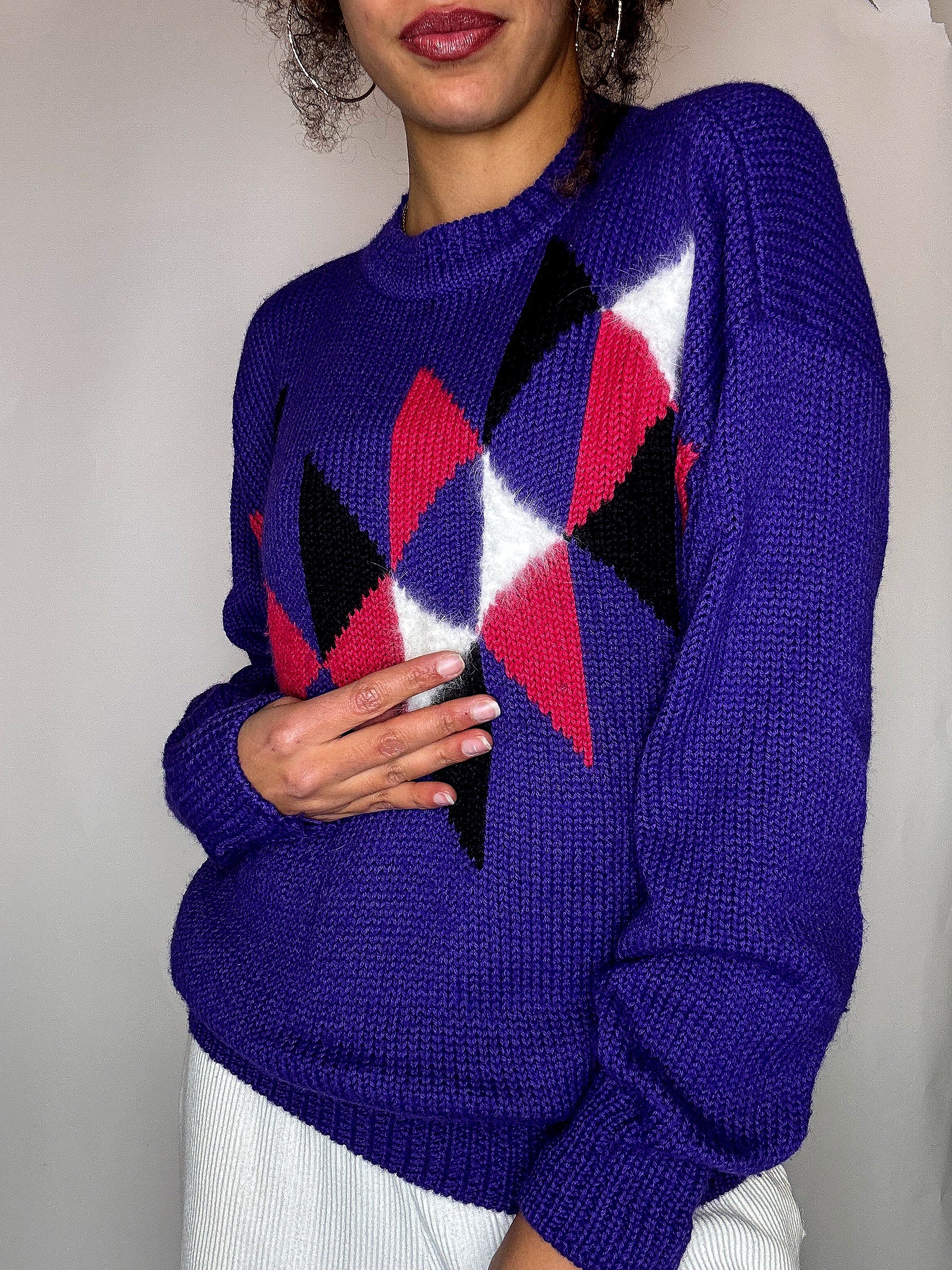 Pull avec détails violet M/L vintage