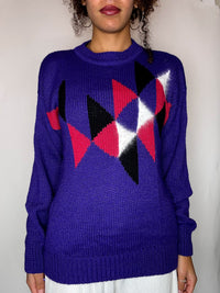 Pull avec détails violet M/L vintage