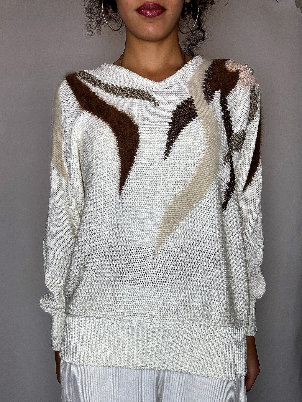 Pull avec détails beige M vintage