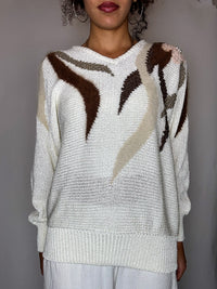Pull avec détails beige M vintage