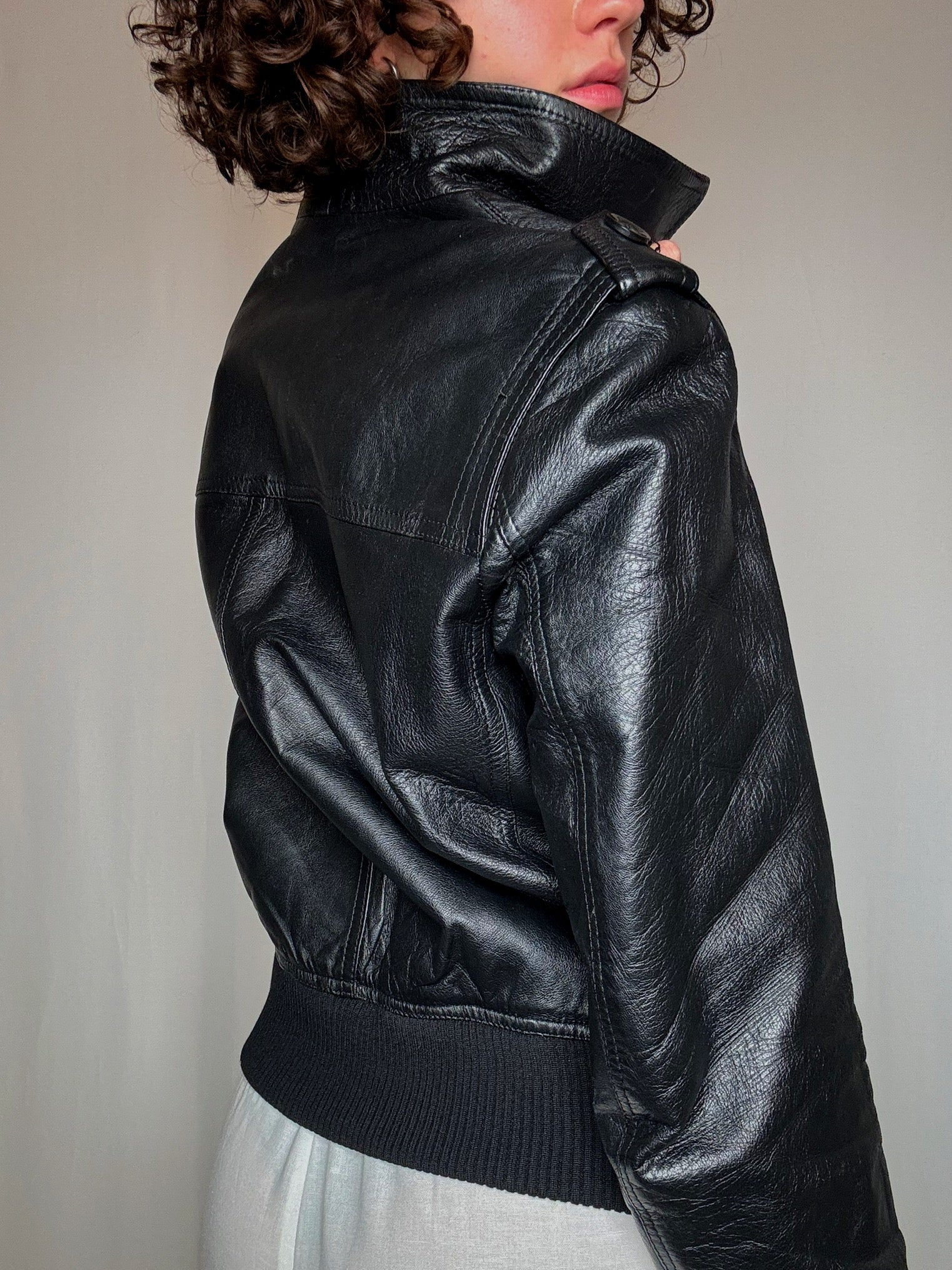 Blouson en cuir noir S vintage