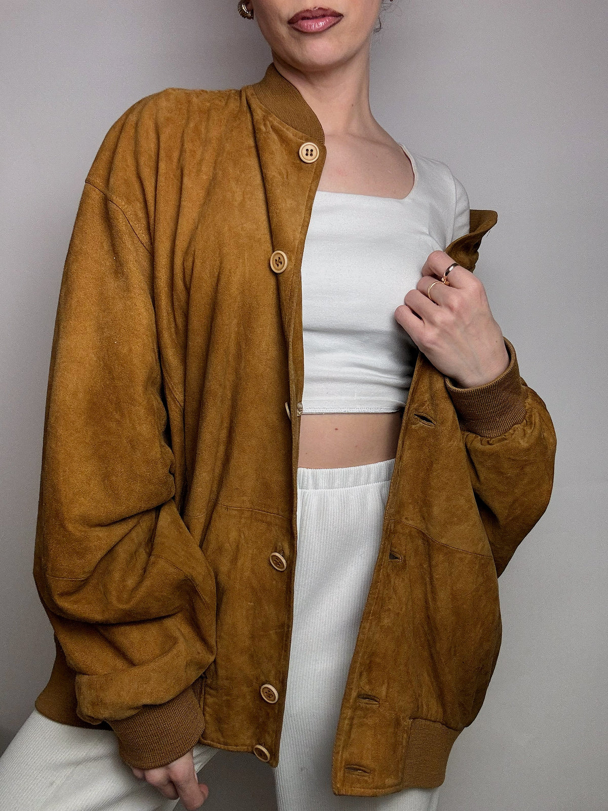 Vintage XL Bomberjacke aus Kamelsamt