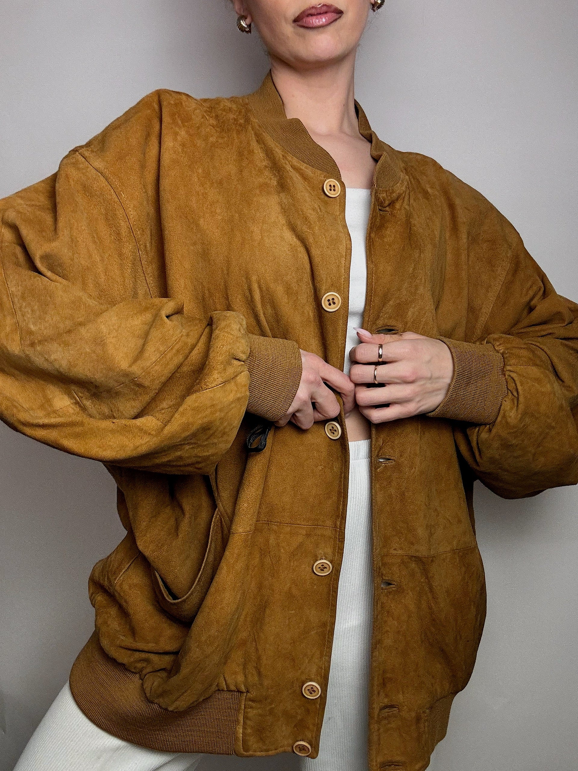 Vintage XL Bomberjacke aus Kamelsamt