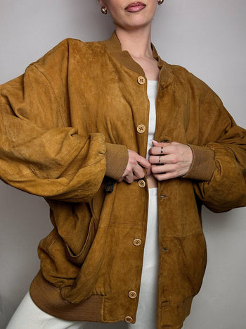 Bomber en velour camel XL vintage