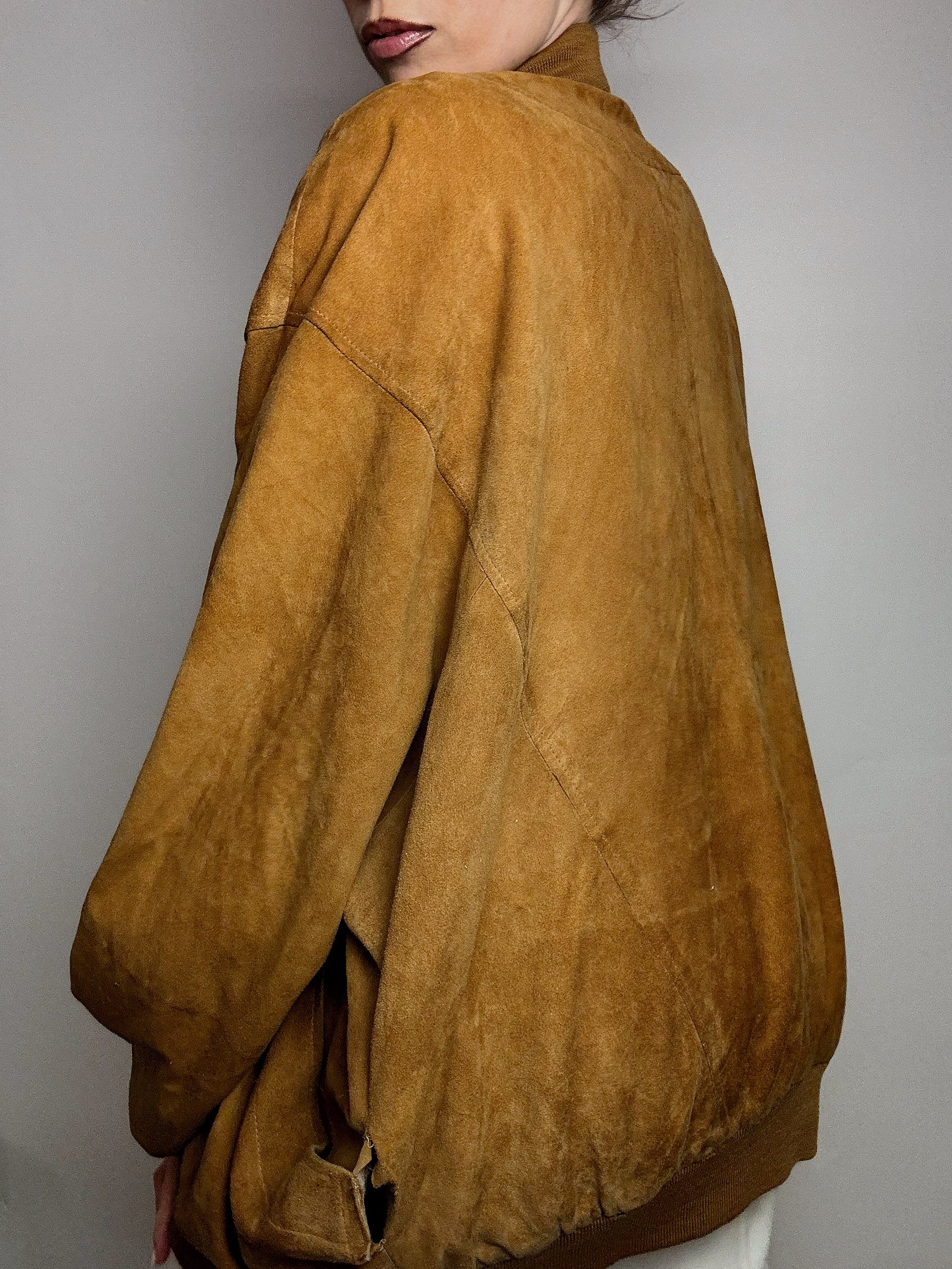 Vintage XL Bomberjacke aus Kamelsamt