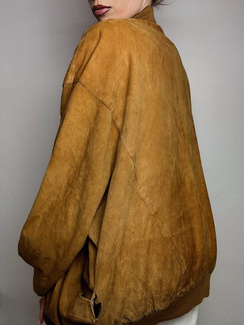 Bomber en velour camel XL vintage