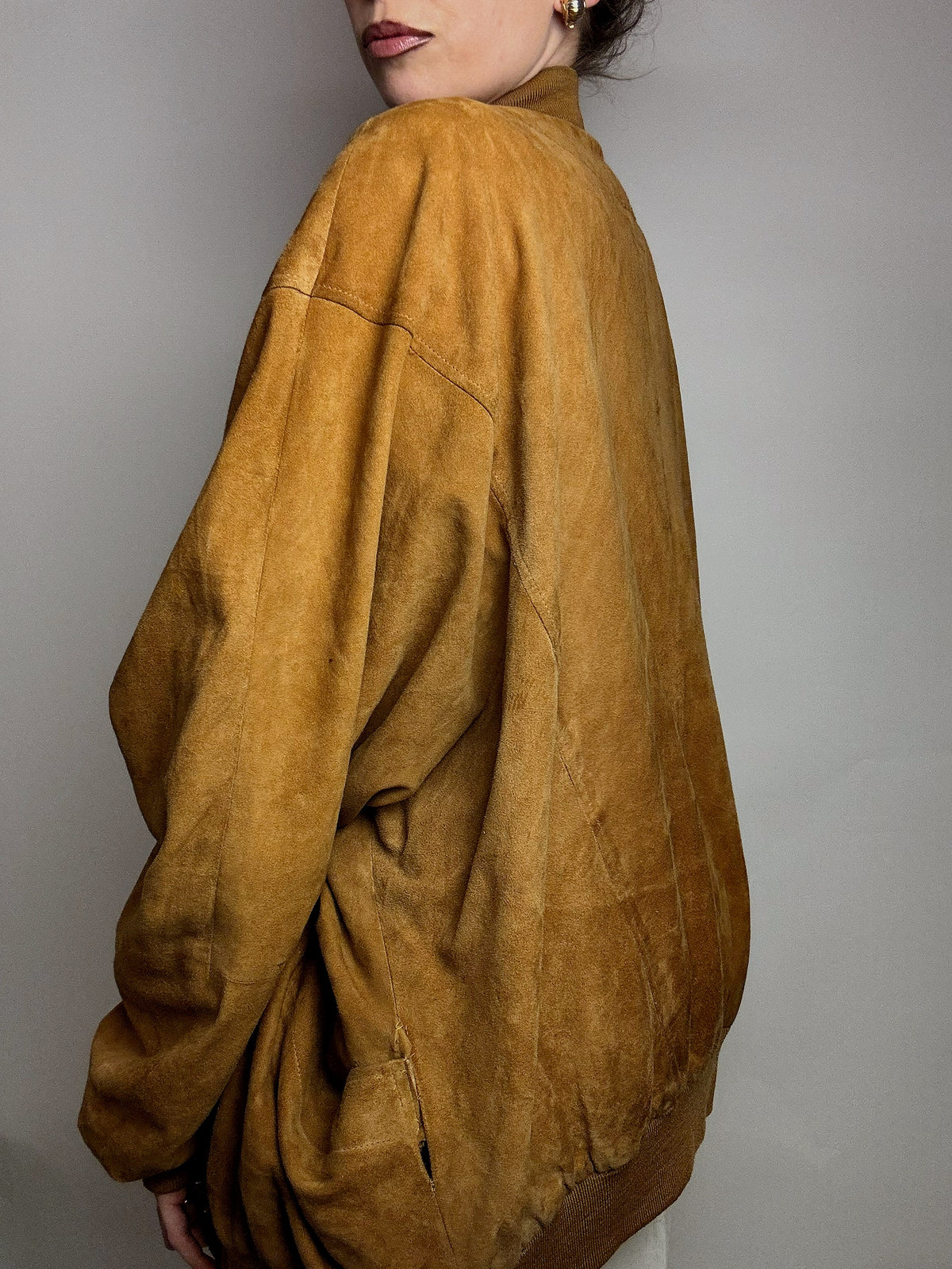 Vintage XL Bomberjacke aus Kamelsamt