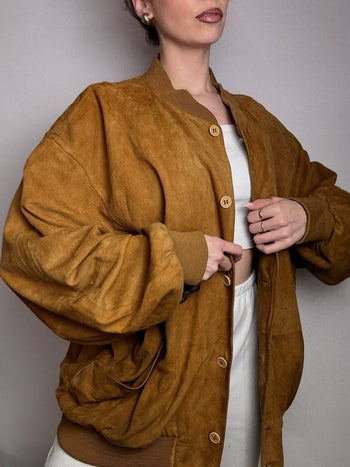 Bomber en velour camel XL vintage