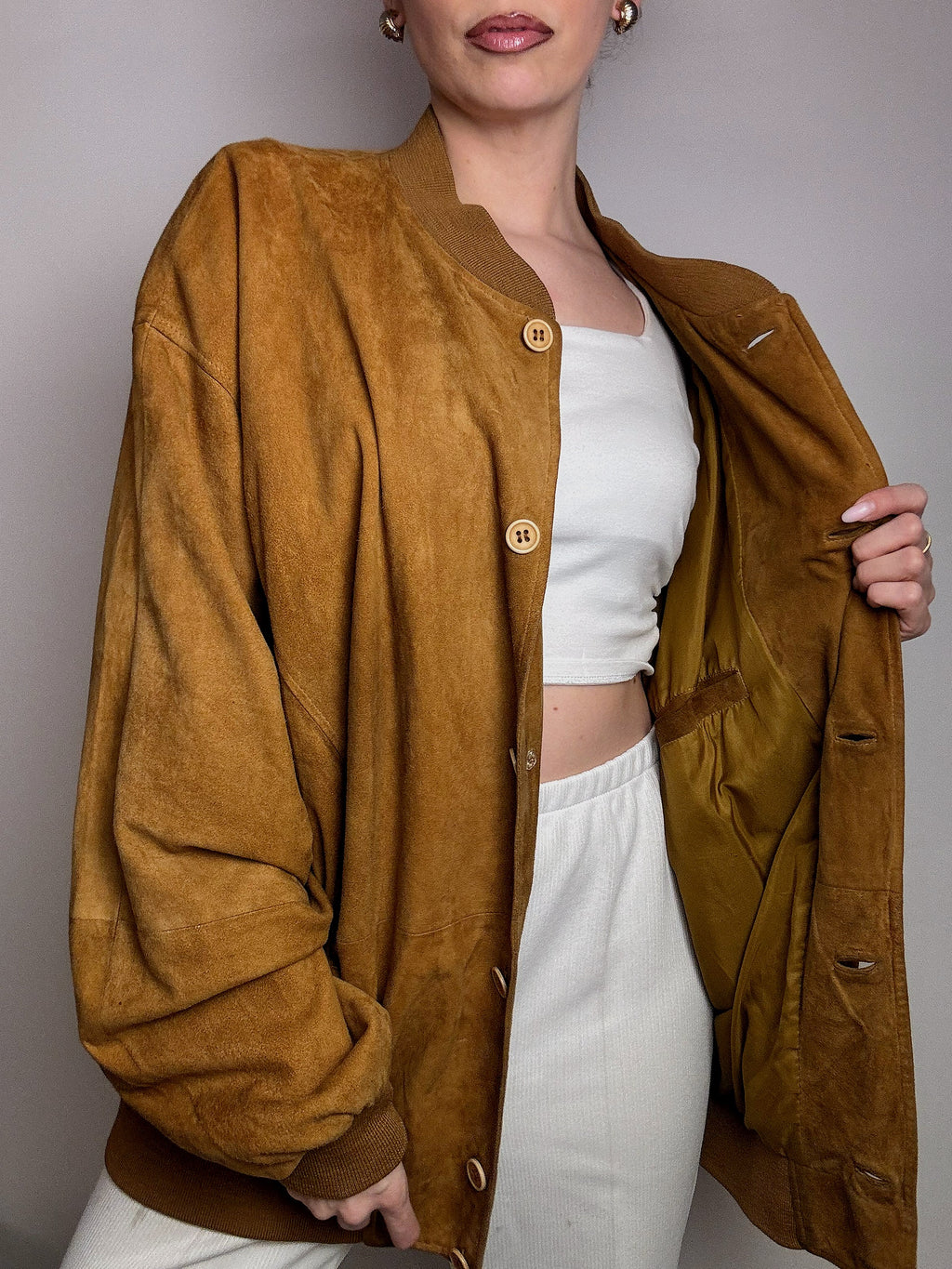 Vintage XL Bomberjacke aus Kamelsamt