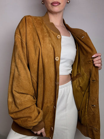 Bomber en velour camel XL vintage