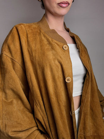 Bomber en velour camel XL vintage