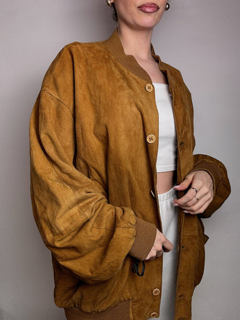 Bomber en velour camel XL vintage