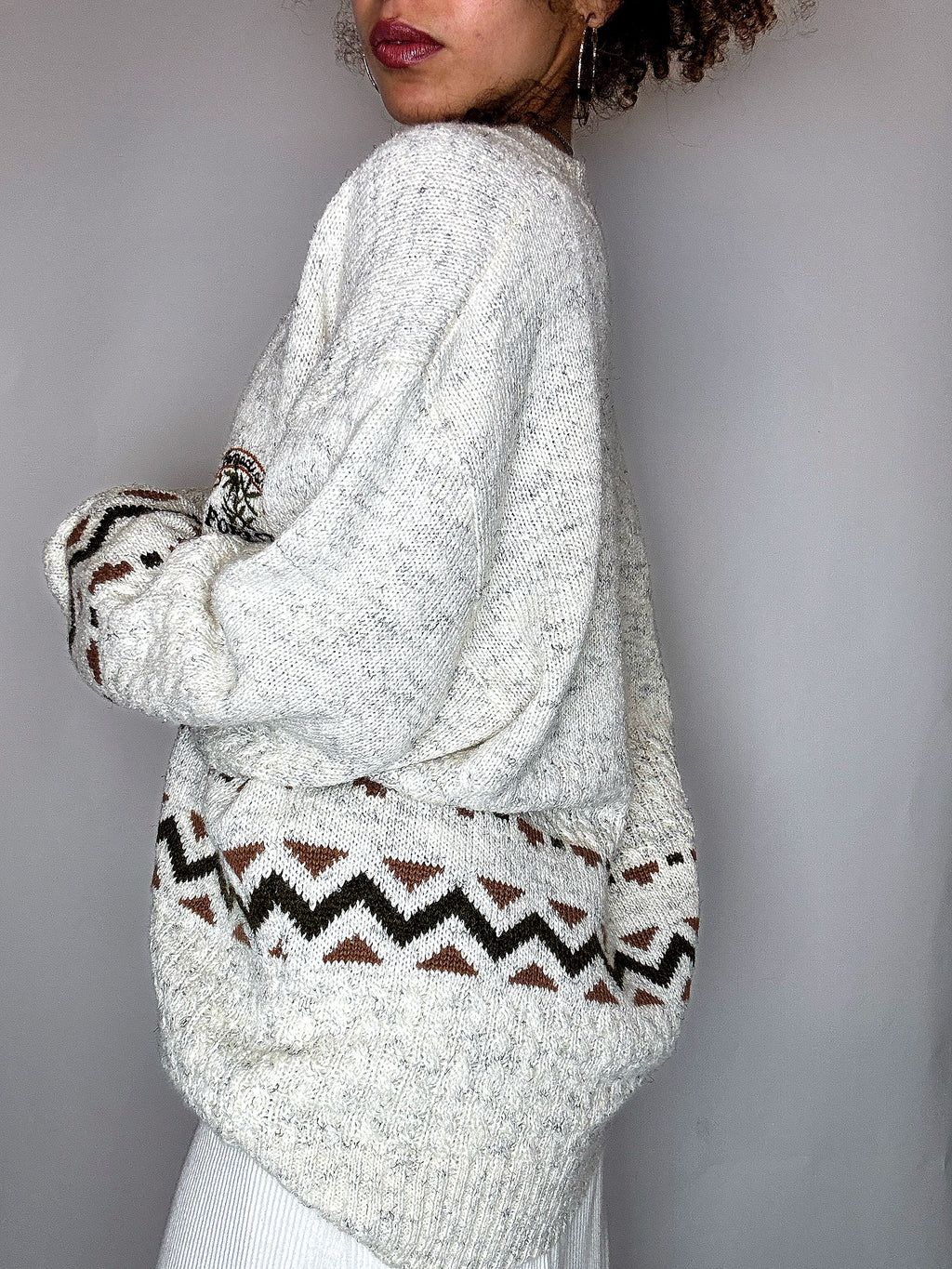 VIKTOR KENT XL Vintage-Strickjacke in Beige