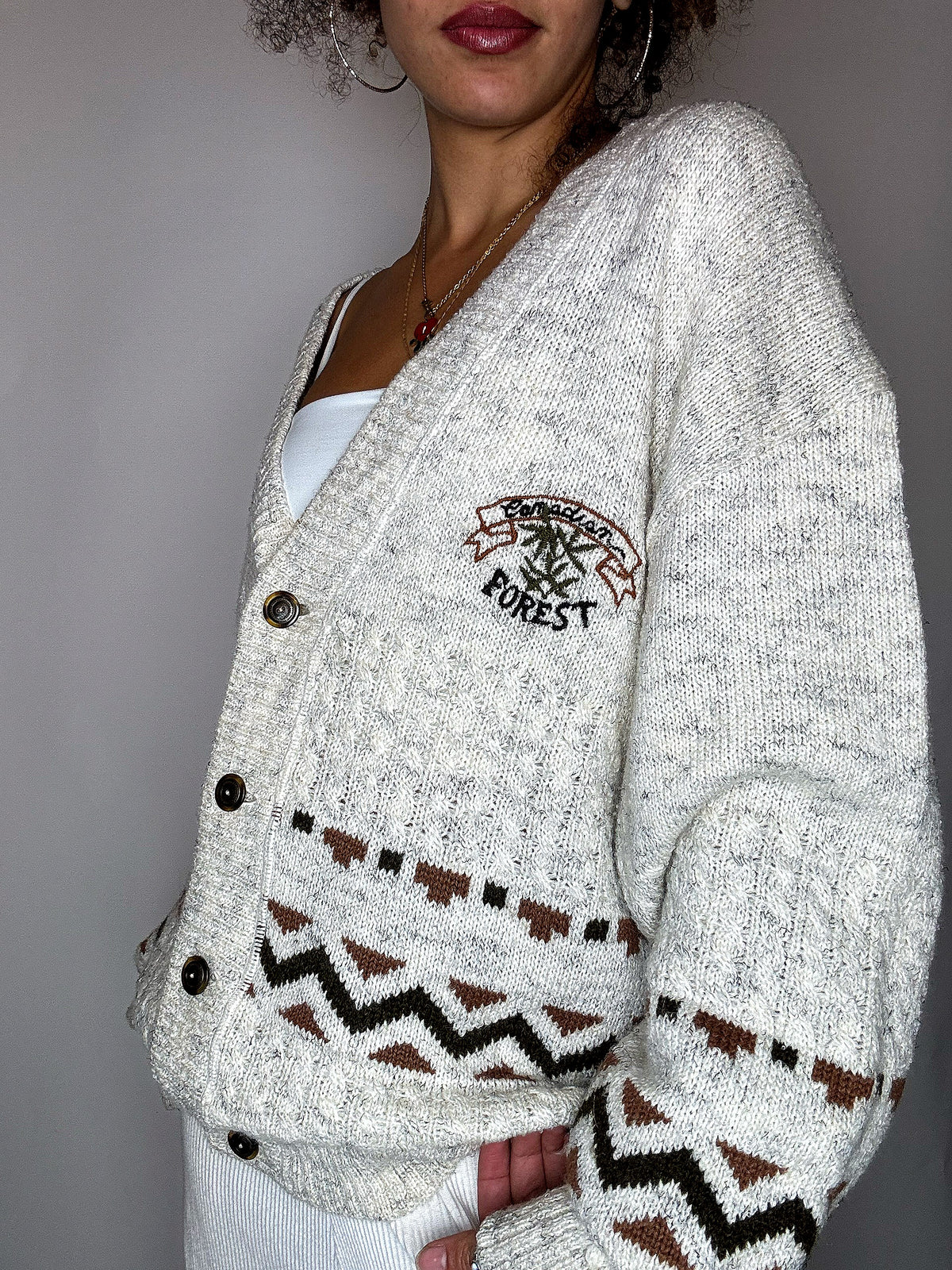 VIKTOR KENT XL Vintage-Strickjacke in Beige