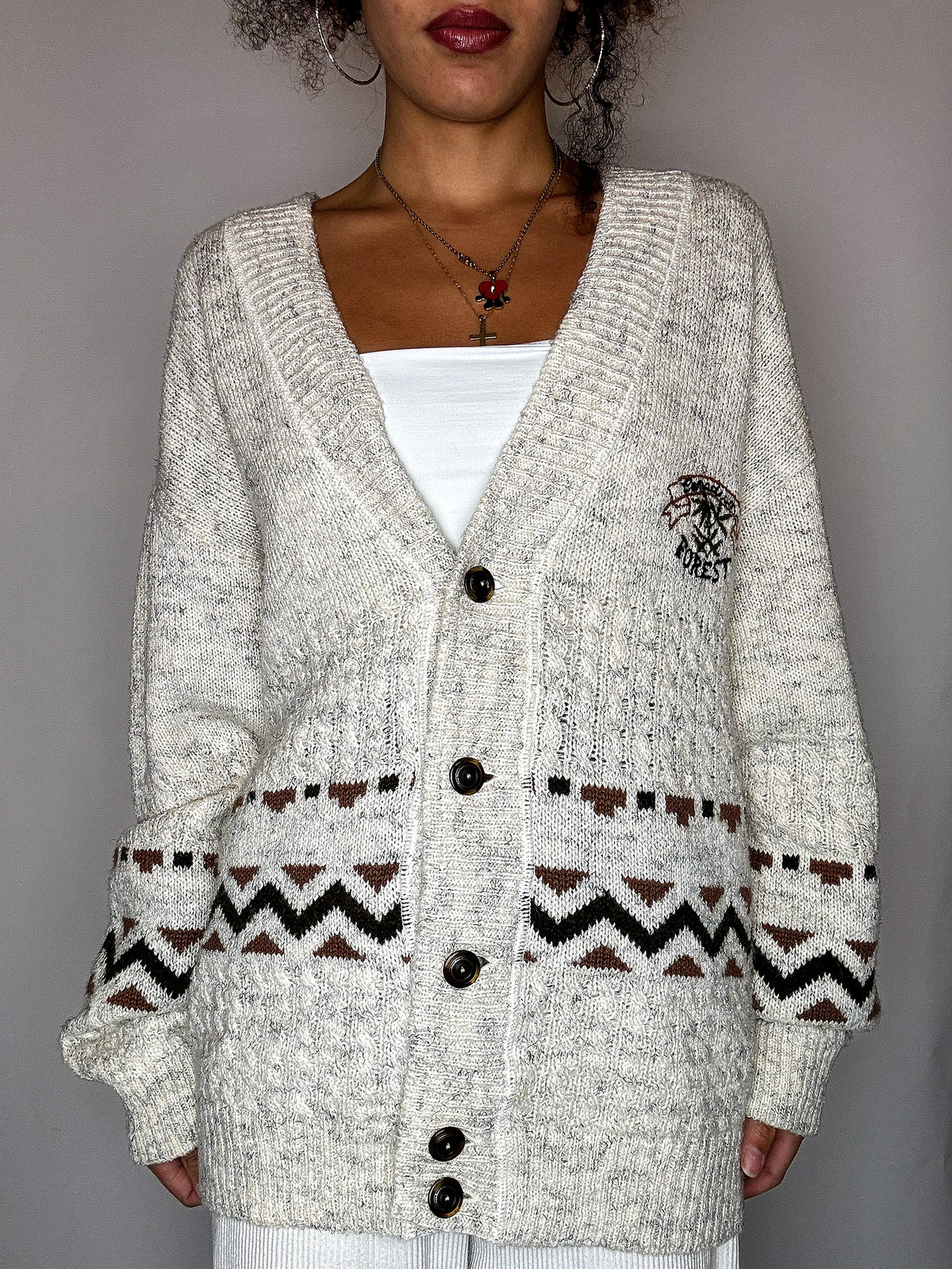 VIKTOR KENT XL Vintage-Strickjacke in Beige