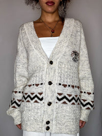 VIKTOR KENT XL Vintage-Strickjacke in Beige