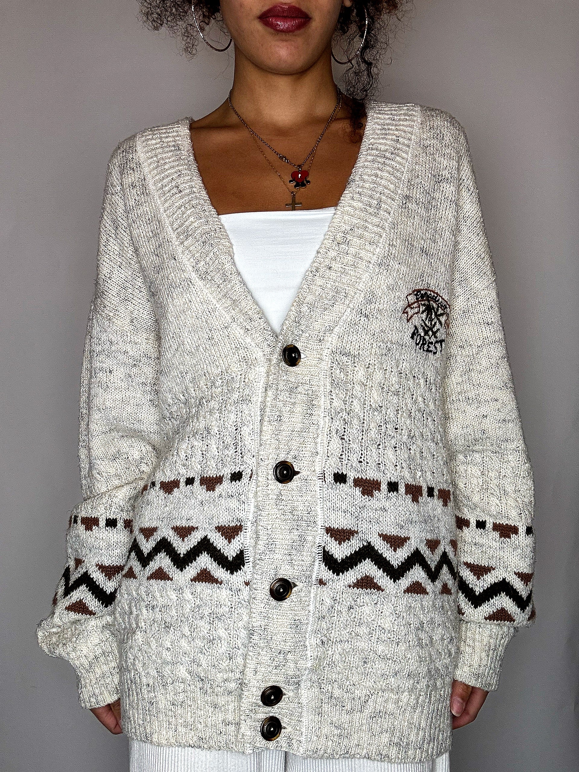 VIKTOR KENT XL Vintage-Strickjacke in Beige