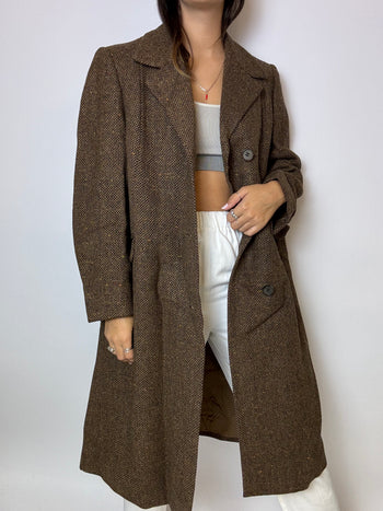 Long vintage wool coat brown M