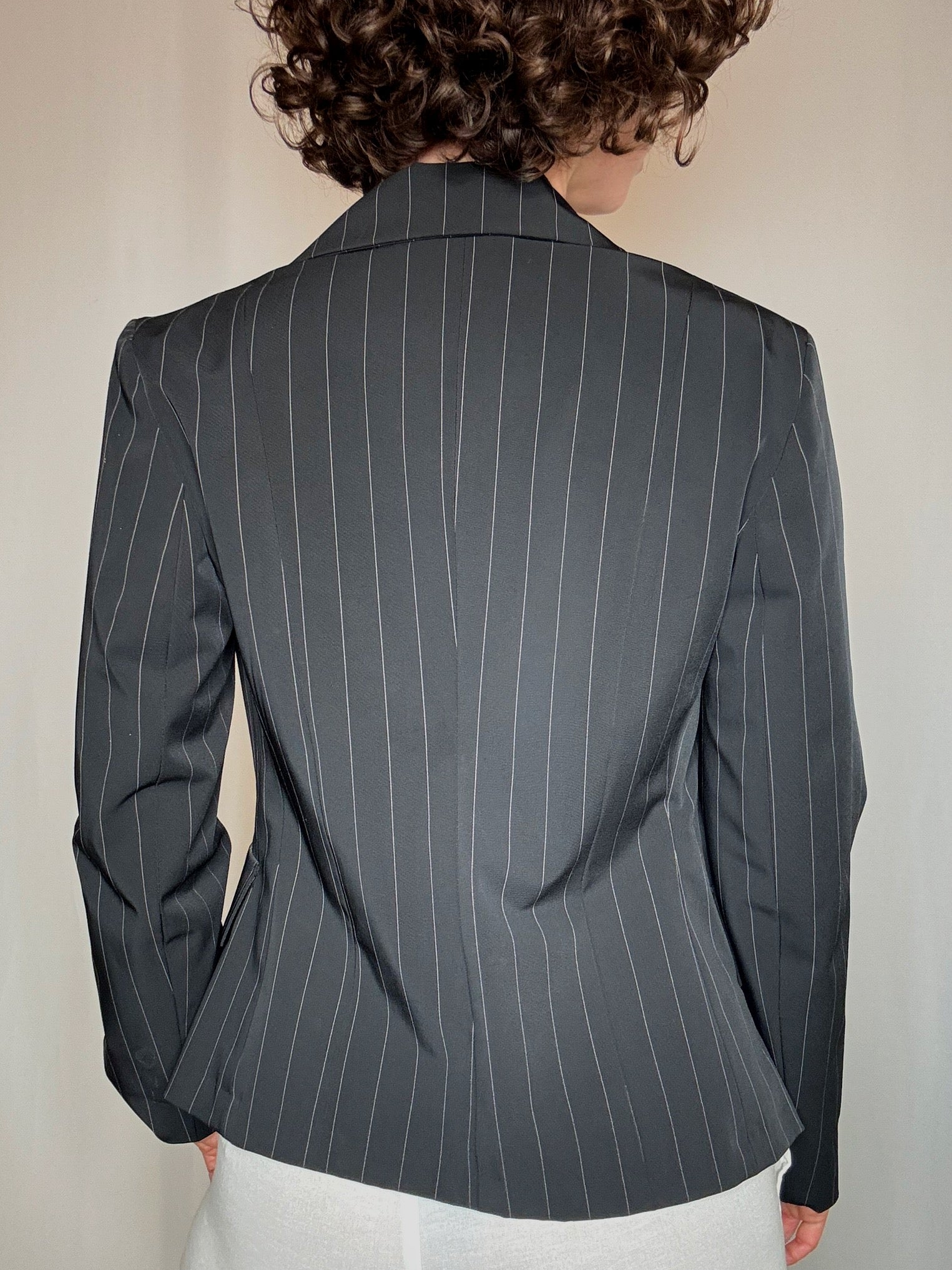 Blazer noir rayé S vintage