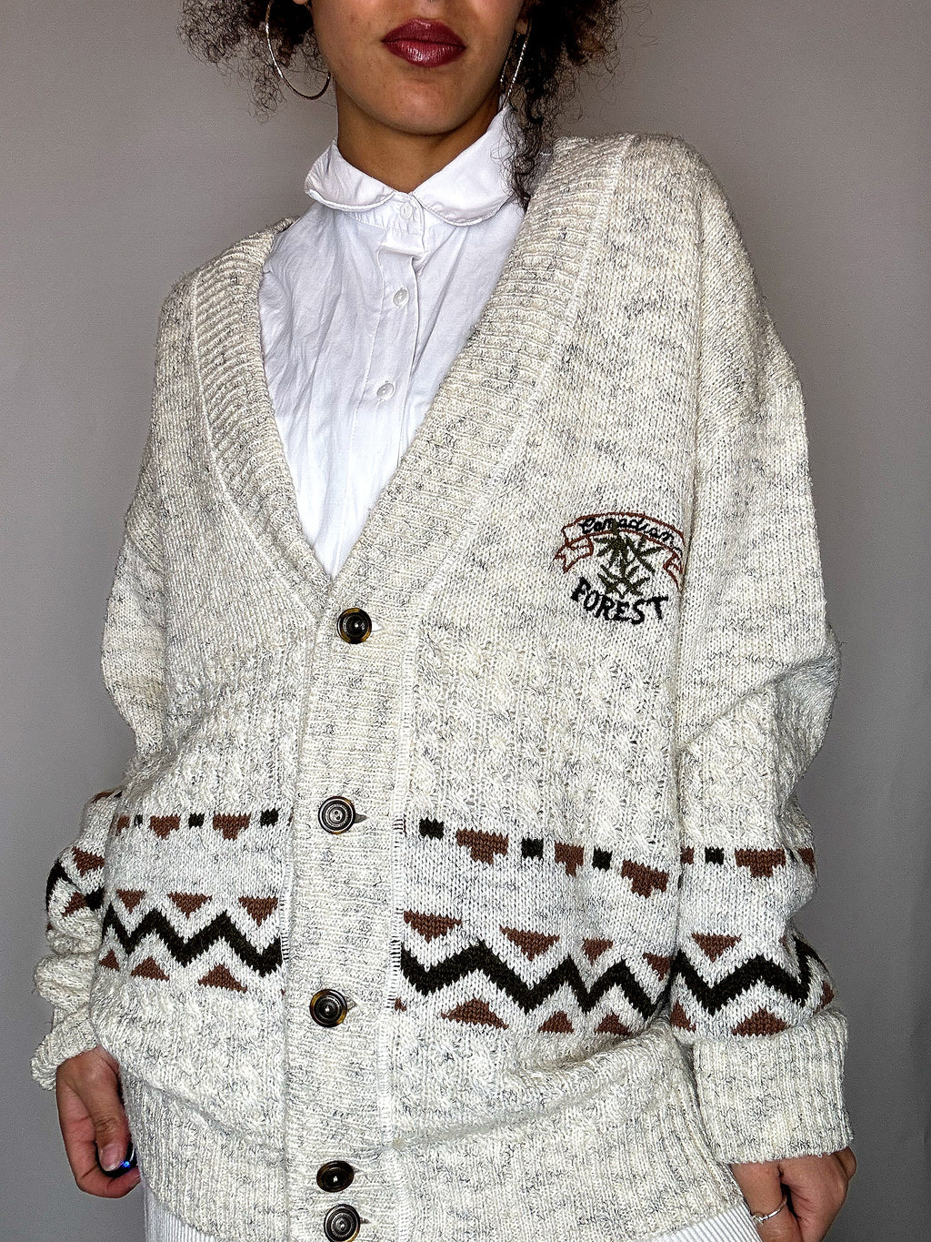 VIKTOR KENT XL Vintage-Strickjacke in Beige