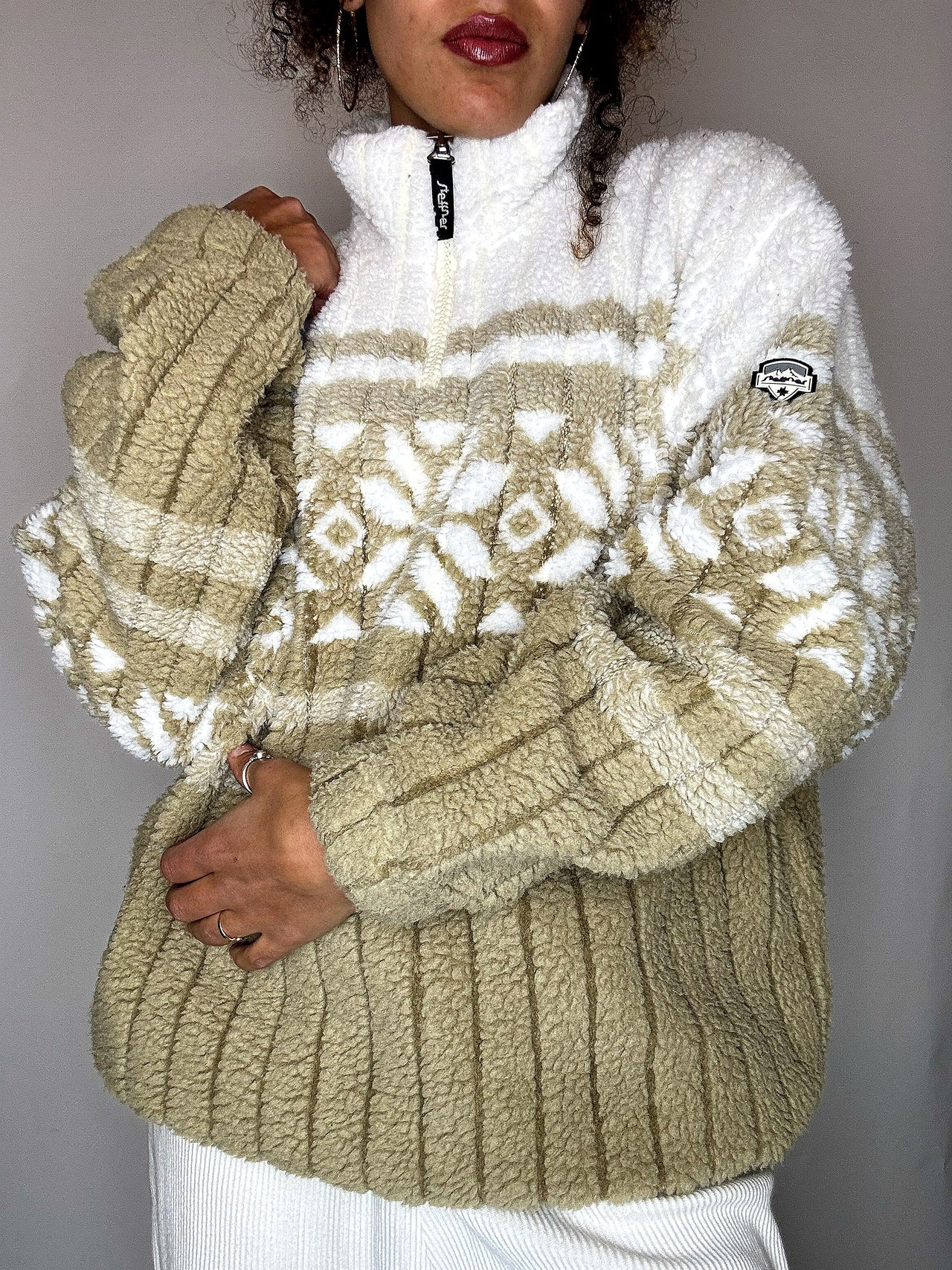 Polaire bi colore avec détails M vintage