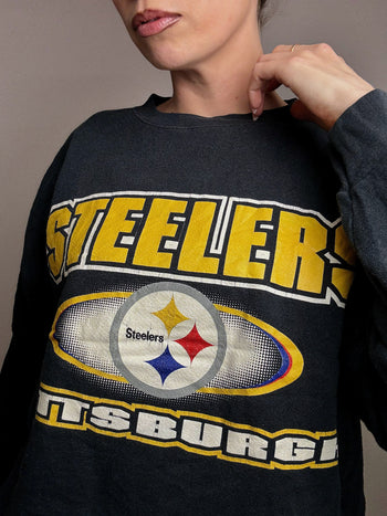 Sweat à col rond gris foncé TULTEX x STEELERS XL vintage