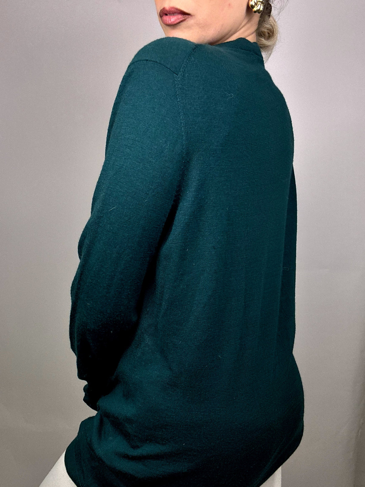 LACOSTE green merino wool cardigan M Vintage