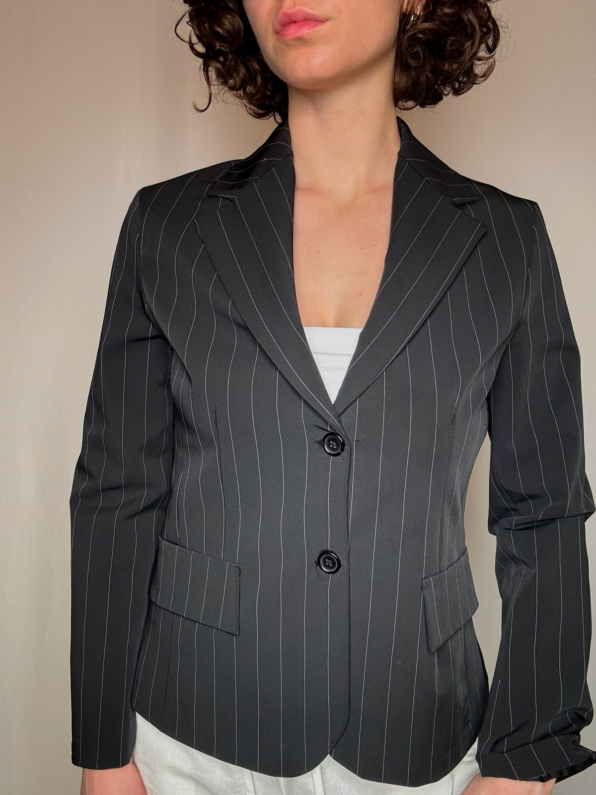 Blazer noir rayé S vintage