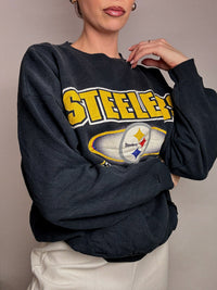 Sweat à col rond gris foncé TULTEX x STEELERS XL vintage