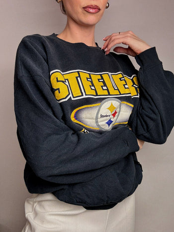 Sweat à col rond gris foncé TULTEX x STEELERS XL vintage