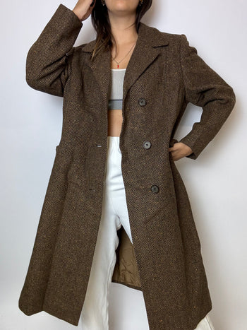 Long vintage wool coat brown M