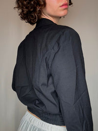 Kurzer schwarzer Leinen-Blazer S Vintage