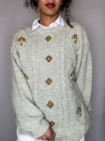 Pull col rond avec détail L vintage