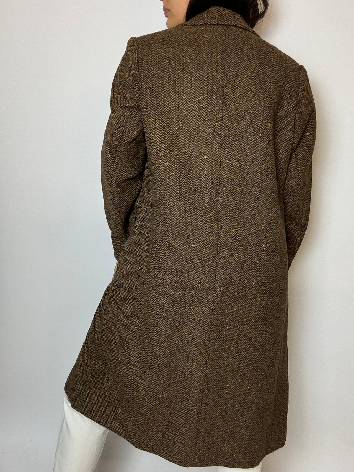 Long Manteau en laine vintage brun M
