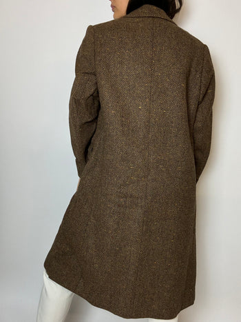 Long vintage wool coat brown M