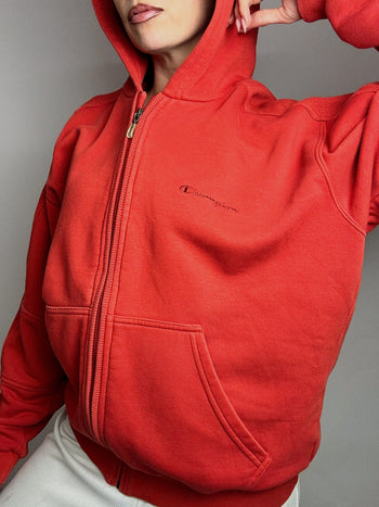 Veste sweat à capuche rouge CHAMPION L vintage