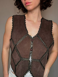 Gilet en daim brun S vintage