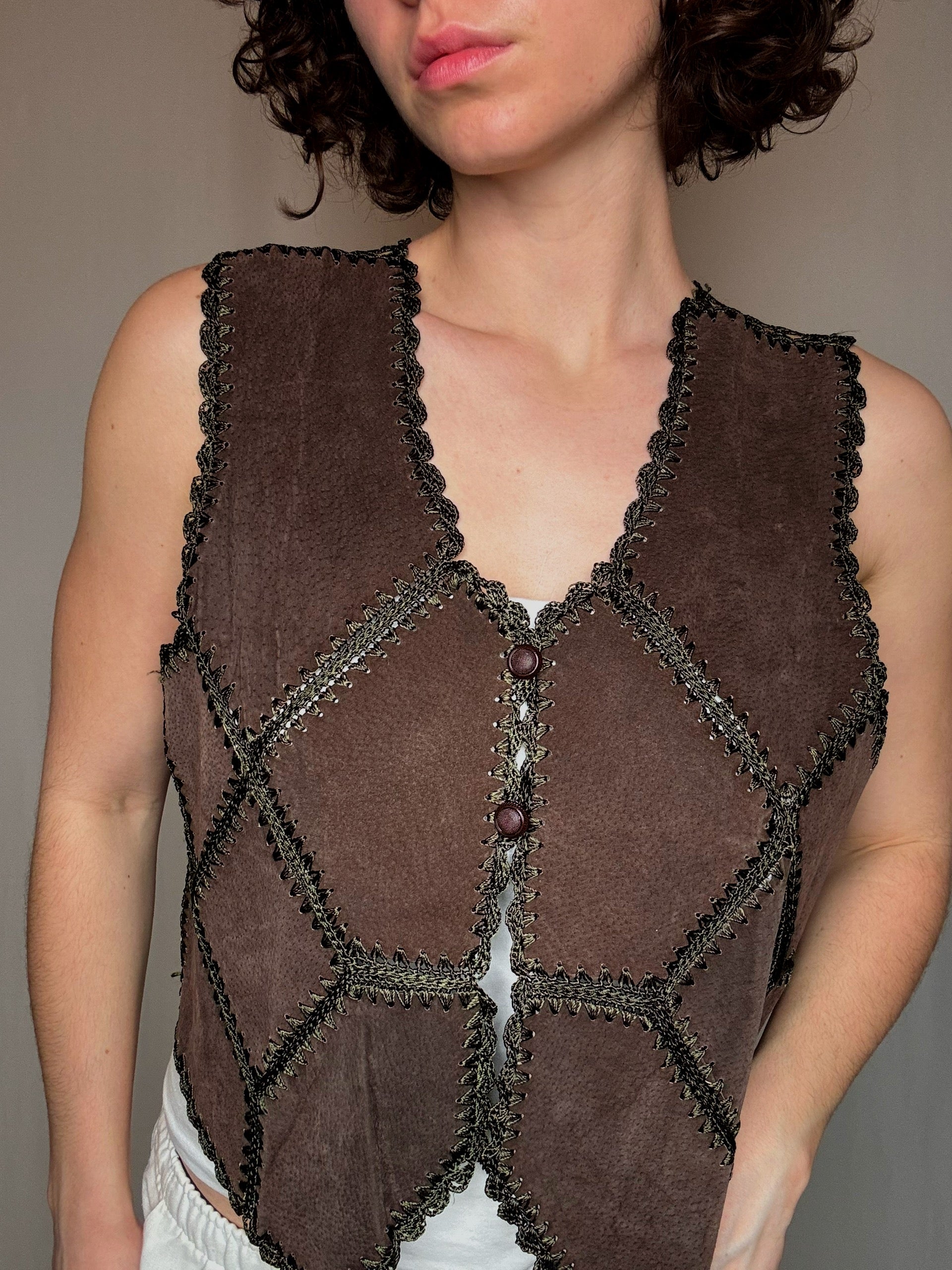 Gilet en daim brun S vintage