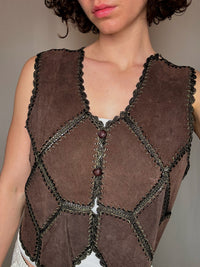 Gilet en daim brun S vintage
