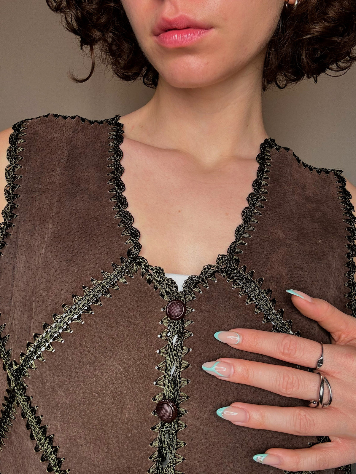 Gilet en daim brun S vintage