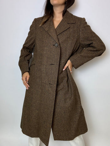 Long vintage wool coat brown M