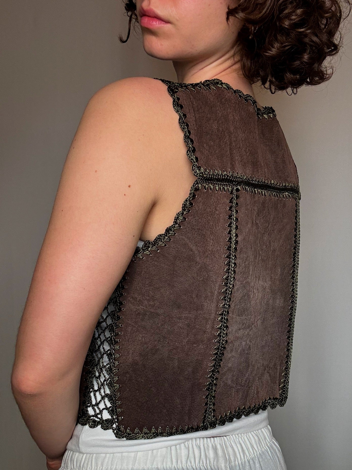 Gilet en daim brun S vintage