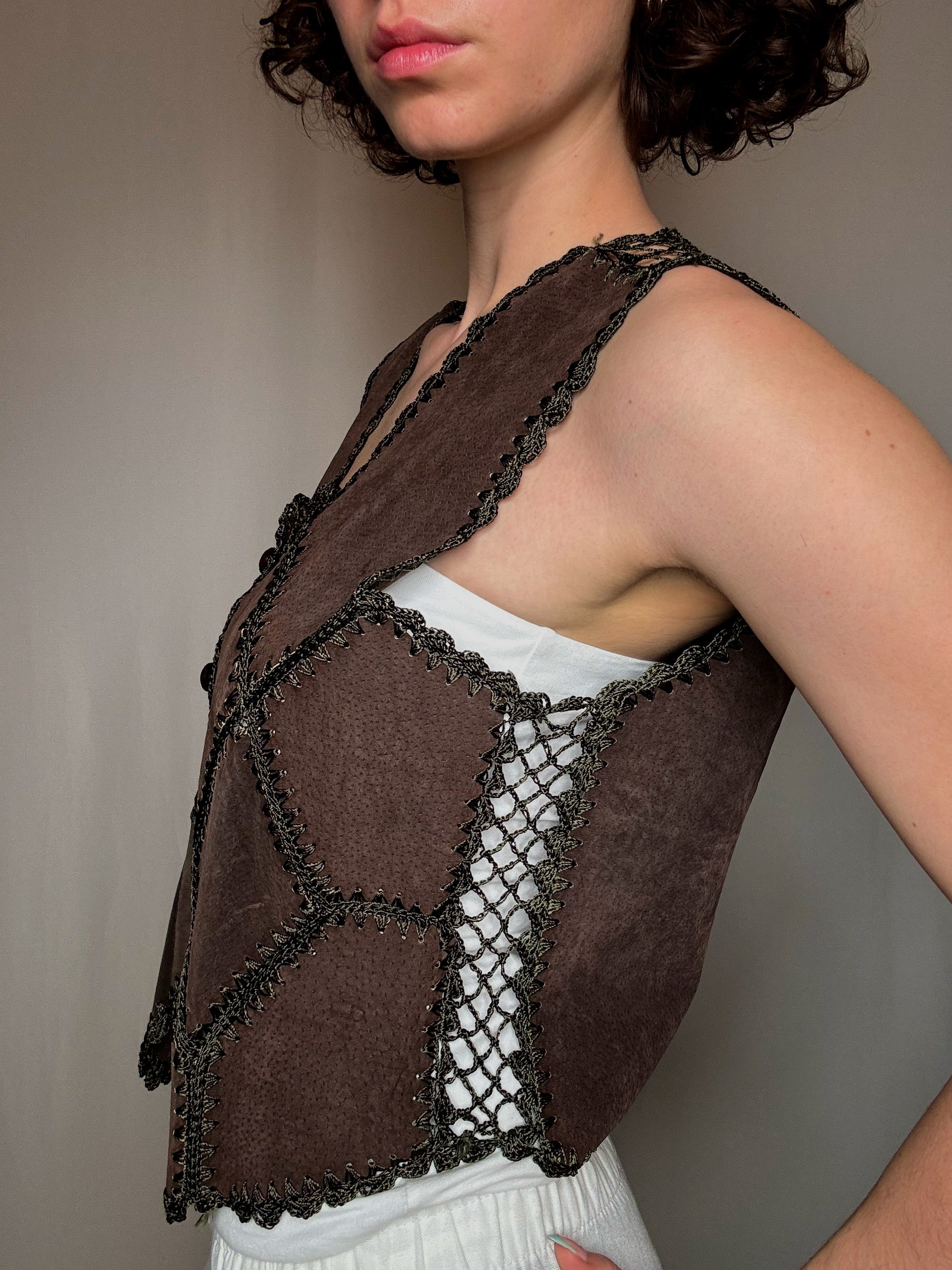 Gilet en daim brun S vintage