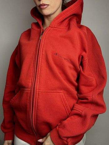 Veste sweat à capuche rouge CHAMPION L vintage