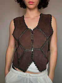Gilet en daim brun S vintage